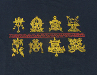 Boon Decor T-Shirts with Sacred Symbols, Women Tee Shirt - Eight Auspicious Symbol - Black