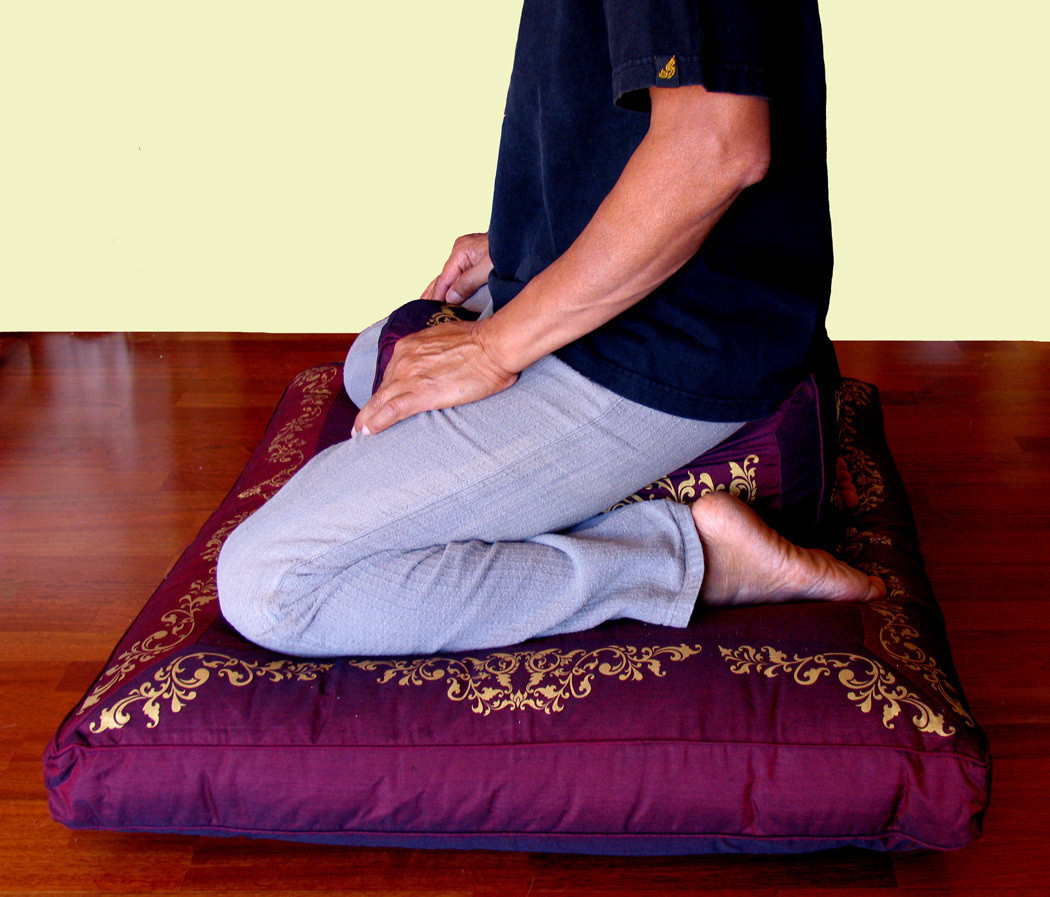 Meditation Cushion Set Zafu Pillow & Zabuton Floor Mat Sacred Symbols Silkscreen 