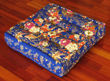 Boon Decor Meditation Floor Pillow - Sitting Cushion - Limited Edition - Fishes and Flowers - Blue