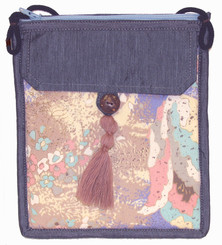 Boon Decor Purses/Pouches Kimono Silk Print Flat Shoulder Bag - Blue