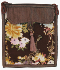 Boon Decor Flat Shoulder Bag Kimono Silk Print - Coco Brown