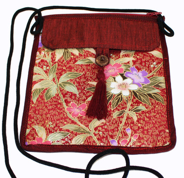 Boon Decor Flat Shoulder Bag - Kimono Silk Print SEE COLORS and PATTERNS