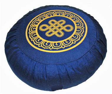 Boon Decor Meditation Cushion Buckwheat Zafu Pillow Eternal Knot Blue 16 dia 6 loft