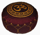Boon Decor Meditation Cushion Buckwheat Zafu Pillow Om in Lotus Burgundy 14 dia 7 high