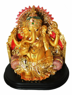 Boon Decor Ganesh with Bolsters 6.75 Painted Resin
