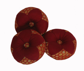 Boon Decor Gong Cushion - Red Silk Brocade 5 Dia