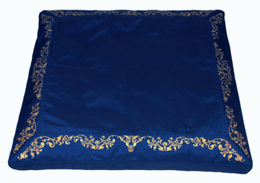Boon Decor Meditation Mat Zabuton Floor Cushion Silkscreen Blue 34x30x6