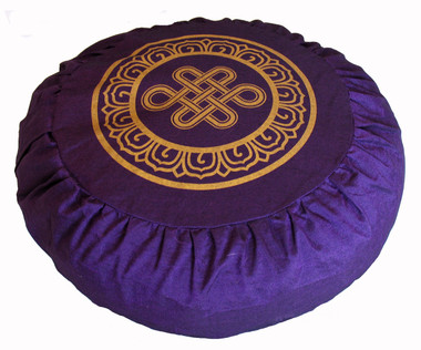 Boon Decor Meditation Cushion Buckwheat Zafu Pillow Eternal Knot Purple 16 dia 6 loft