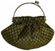 Boon Decor Handbags - Brocade Silk w/Chrome Handle and Detachable Shoulder Chain Handbag - Brocade Silk - Olive