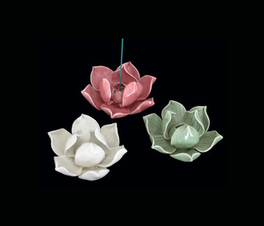 Boon Decor Incense Holder - Hand-Sculpted Porcelain - Lotus Blossom - Medium