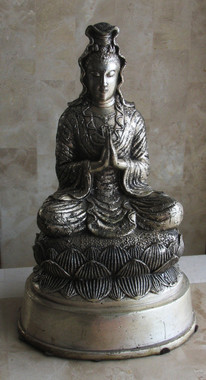 Boon Decor Quan Yin Kuan Yin Statues - Antique Silver Finish Solid Bronze 11