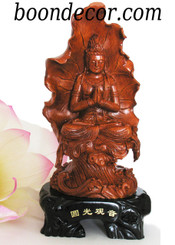 Boon Decor Kuan Yin Resin Figurine Praying Kuan Yin - Wood Grained Finish