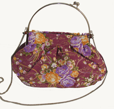 Boon Decor Handbag - Japanese Silk Kimono - Large Mauve Floral Handbag