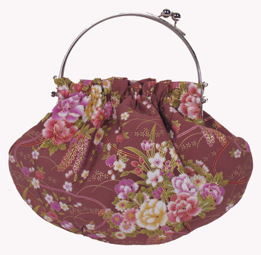 Boon Decor Handbag - Japanese Silk Kimono - Small Mauve Handbag
