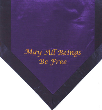 Boon Decor Altar Cloth Or Wall Hanging - Embroidered - May All Beings Be Free - Purple