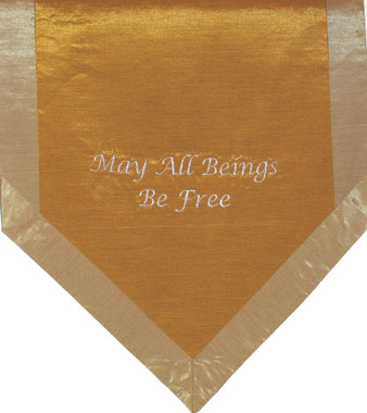 Boon Decor Altar Cloth Or Wall Hangings - Embroidered - May All Beings Be Free - Iridescent Gold