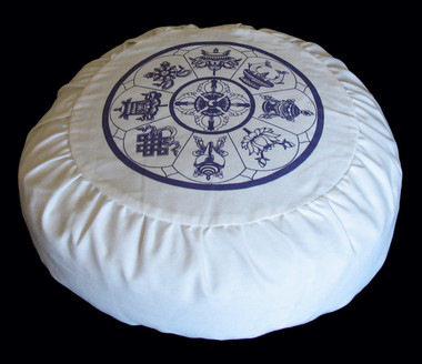 Boon Decor Meditation Cushion Cotton Zafu Pillow Purity Collection Ivory/Purple SEE SYMBOLS
