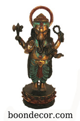 Boon Decor Ganesh Statue - Bronze Hand-Colored Patina 12.5 high