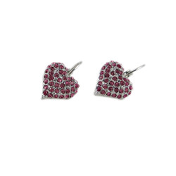 Heart Earrings Pink Crystals
