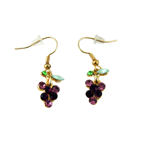 Grape Hook Earrings Bejeweled