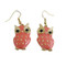 Owl Earrings Coral Pink Enameled