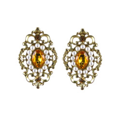Gothic Lace Earrings Gold