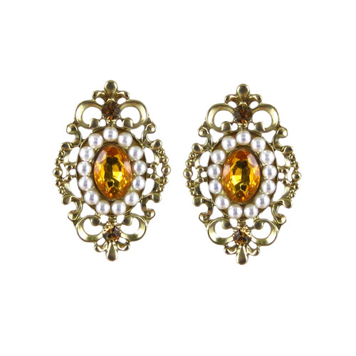 Gothic Lace Earrings Gold