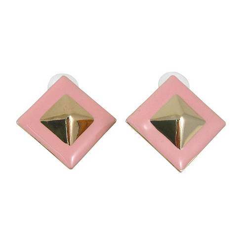 Pyramid Stud Earrings Pink