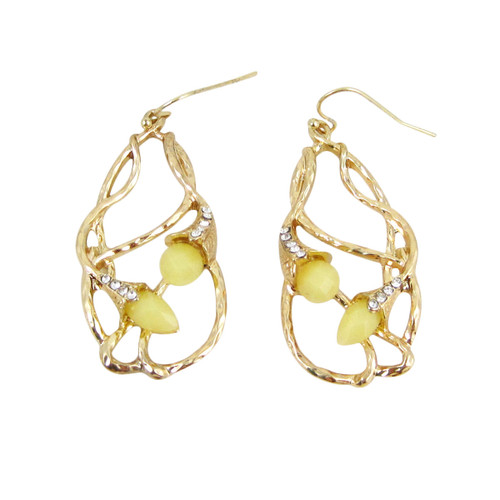 Bohemian Beaded Design Earrings Yellow