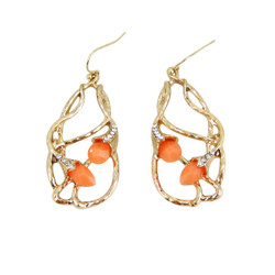 Bohemian Beaded Design Earrings Coral
