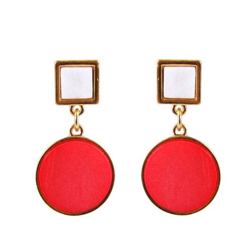 Art Deco Design Earrings Coral