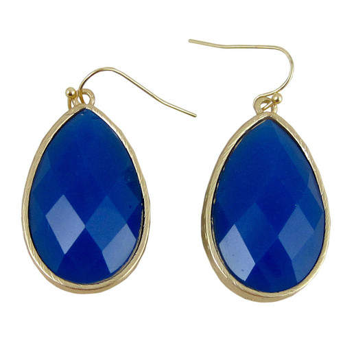 Dangle Earrings Double Sided Aqua Marine and Dark Blue