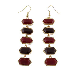 Hexagon Earrings Two Tone Burgundy
