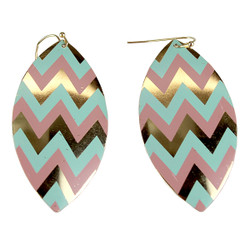 Zigzag Dangling Shield Earrings Pink and Mint