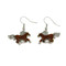 Crystal Horse Dangling Earrings Brown and Silver