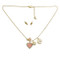 Heart Charm Necklace Earring Set Baby Pink Jeweled
