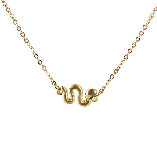 Snake Charm Necklace Gold