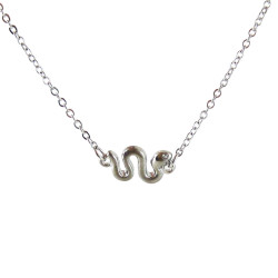 Snake Charm Necklace Silver