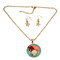 Seashells Necklace Earrings Set Gold Tone Sea Foam Green Seashells Necklace Earrings Set Gold Tone Sea Foam Green