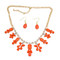 Chandelier Necklace Earrings Set Coral