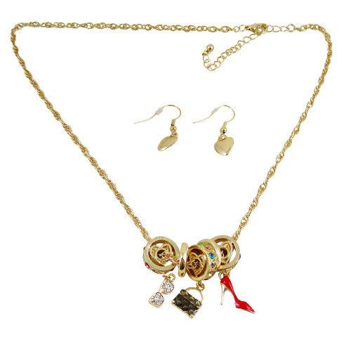 Charm Necklace Earrings Accessories Theme Gold Tone