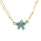 Starfish Double Chain Necklace Earrings Set Turquoise
