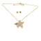 Starfish Necklace Earrings Set Gold Bejeweled