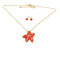 Starfish Necklace Earrings Set Coral Red