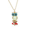 Owl Necklace Earrings Set Blue
