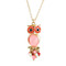 Owl Necklace Earrings Set Coral