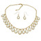 Elegant Oval Statement Necklace Earrings Set Pearl White