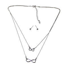 Crystal Eternity Necklace and Earrings Set Silver
