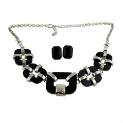 Cubic Classical Necklace and Earrings Set Silver
