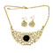 Golden Filigree Crescent Necklace and Earring Set